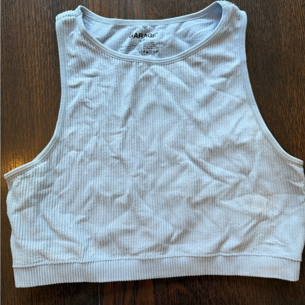 Garage Light Blue Ribbed Crop Top Size Medium